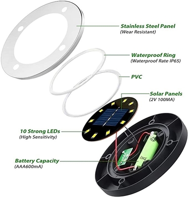 IP67 सोलर एलईडी गार्डन लाइट्स DC 6V 10 LED सोलर एलईडी अंडरग्राउंड लाइट