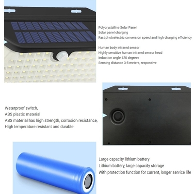 होम स्ट्रीट सौर ऊर्जा संचालित बाहरी दीवार रोशनी IP65 निविड़ अंधकार 102led 5.5V / 0.88W