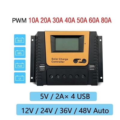 PWM सोलर चार्ज पैनल कंट्रोल रेगुलेटर 10A 20A 30A 40A 12V 24V 36V 48V