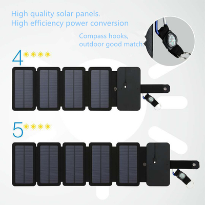 स्मार्टफ़ोन के लिए 10W फोल्डेबल सोलर पैनल 5V 2.1A USB आउटपुट डिवाइस